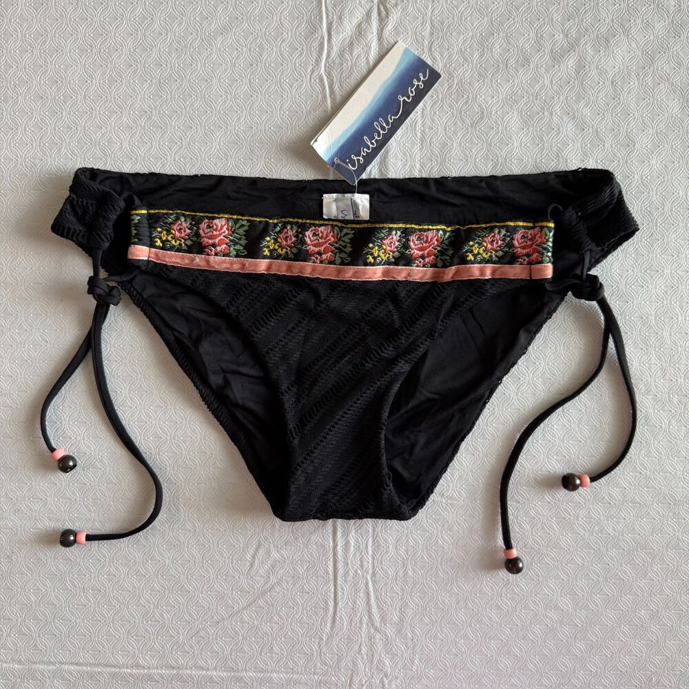 Isabella Rose Women's Black Maui Fit Bikini Bottoms L